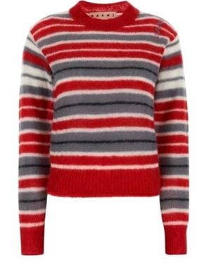 Marni Striped Knitted Jumper - Red
