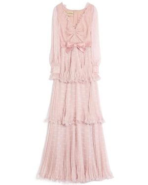 Valentino Plus De Pois Printed Crepe Chiffon Maxi Skirt - Pink