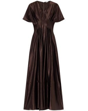 JOSEPH Nova Gathered Linen And Silk-Blend Maxi Dress - Black