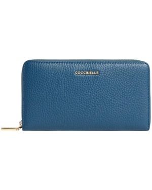 Coccinelle Logo Lettering Zipped Wallet - Blue