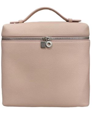 Loro Piana Top Handle Zipper Backpack - Natural