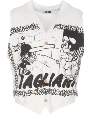 Magliano Graphic Printed V-Neck Vest - White