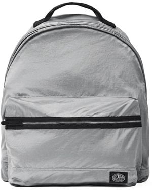 Stone Island Backpack With Front Pocket And Ripstop Lining - Gray