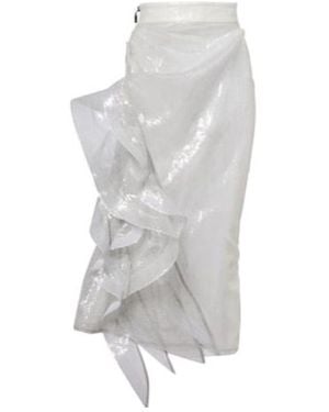 Maticevski Hymn Ruffled Sequined Midi Skirt - Grey