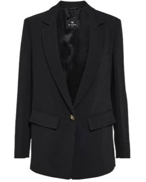 Etro Single-Breasted Cady Blazer - Black