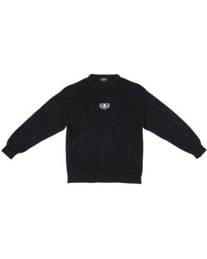 Balenciaga Logo Embroidered Knit Jumper - Blue