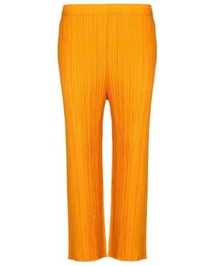 Pleats Please Issey Miyake High-Waisted Cropped Trousers - Orange