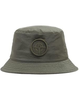 Stone Island Logo Nylon Bucket Hat - Green
