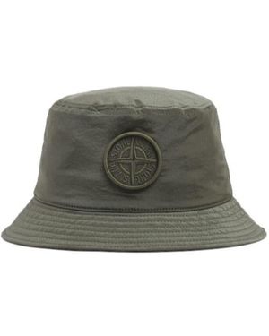 Stone Island Logo Nylon Bucket Hat - Green