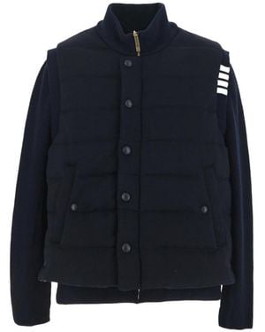 Thom Browne Padded Press-Stud Ribbed Jacket - Blue