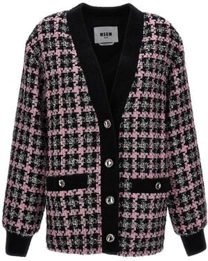 MSGM Button Up Tweed Cardigan - Black
