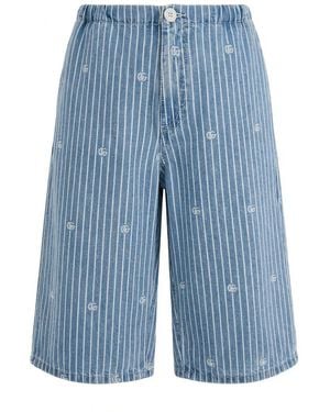 Gucci Pinstripe-Print Knee-Length Shorts - Blue