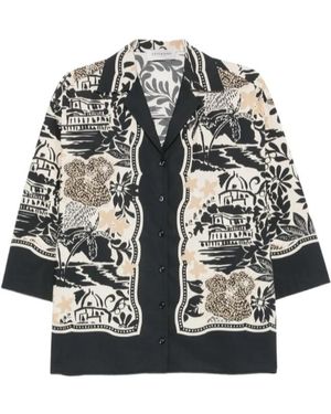 ERMANNO FIRENZE Graphic-Print Notch-Lapel Shirt - Grey