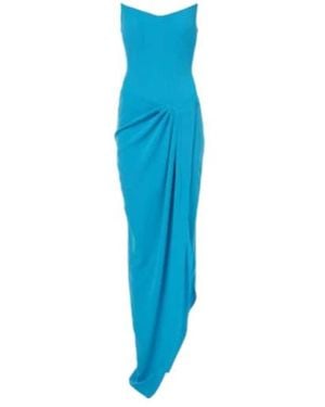 Alex Perry Draped Crepe Corset Gown - Blue