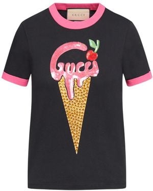 Gucci Logo-Print Short-Sleeve T-Shirt - Black