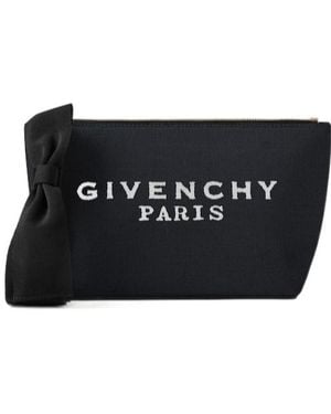 Givenchy Logo Printed Denim Pouch - Black