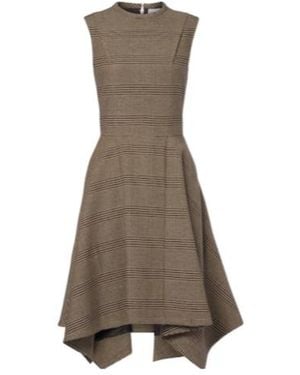 Patou Asymmetric Prince Of Wales Midi Dress - Brown