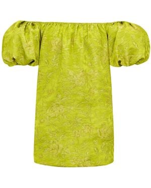 Saint Laurent Puff-Sleeve Mini Dress - Yellow
