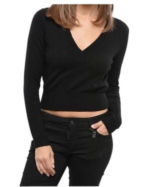 DIESEL Logo-Detail V-Neck Sweater - Black