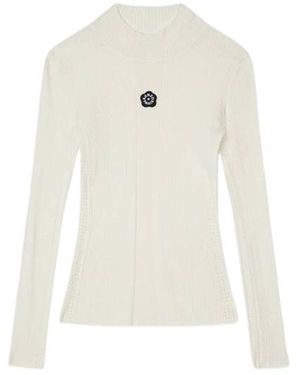 KENZO 'Boke Flower 2.0' Embroidered Long Sleeve Rib Top - White