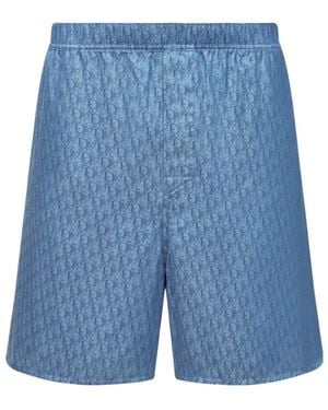 Dior Homme All-Over Patterned Shorts - Blue