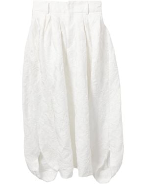 Comme des Garçons Floral-Embroidered Cropped Trousers - White