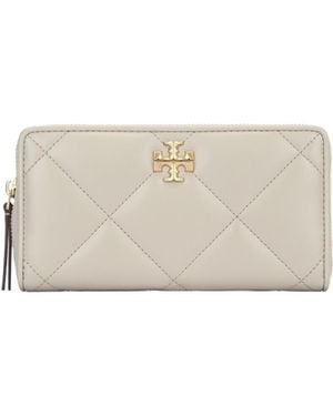 Tory Burch Kira Diamond Quilt Zip Continental Wallet - White