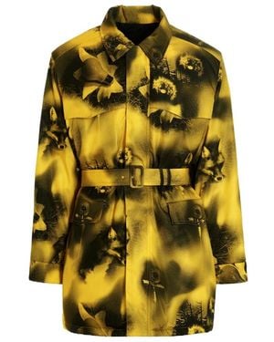 Prada Re-Nylon Belted Waist Parka - Yellow