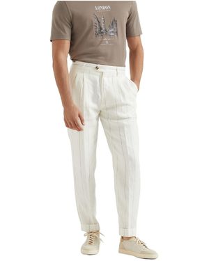 Brunello Cucinelli Striped Trousers - Natural