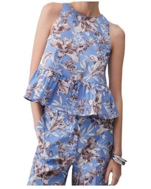 Liu Jo Bow-Back Peplum Sleeveless Top - Blue