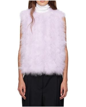 Yves Salomon Cropped Feather Vest - Purple