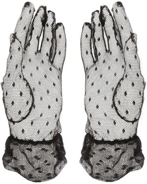 Gucci Lace-Trimmed Short Gloves - White