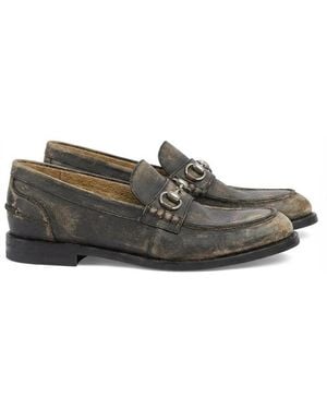 Gucci Washed Effect Horsebit Loafers - Gray