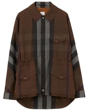 Burberry Check Drawstring Waist Field Jacket - Brown