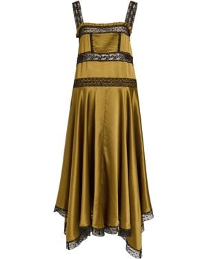 Ganni Satin Slip Dress - Green