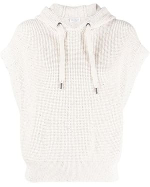 Brunello Cucinelli Hooded Sleeveless Jumper - White