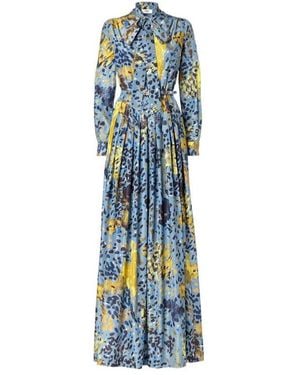 Fendi Light Printed Silk Dress - Blue