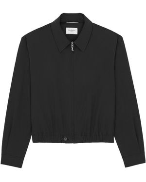 Saint Laurent Cotton Zip-Up Jacket - Black