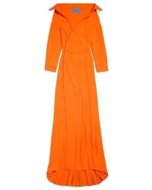 Balenciaga Off-Shoulder Dress - Orange