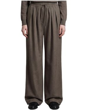 Frankie Shop Finn Pleated Wide-Leg Trousers - Brown