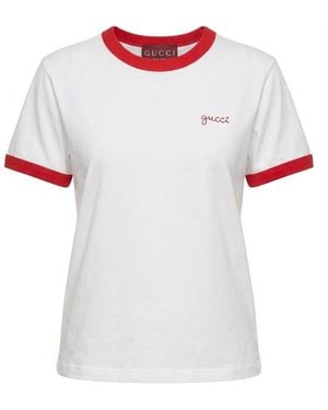 Gucci Embroidery Jersey T-Shirt - White
