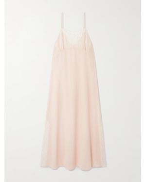 Chloé Lace-Trimmed Silk Crepe De Chine Maxi Dress - Pink