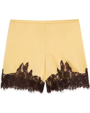 Reformation Fern Lace-Trim Satin Shorts - Natural