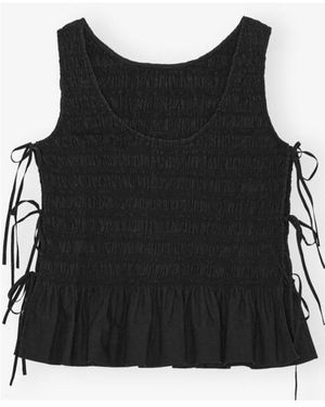 Ganni Ombre Striped Cotton Smock Tie Top in White | Lyst