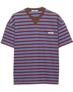 Prada Striped Crewneck T-Shirt - Purple