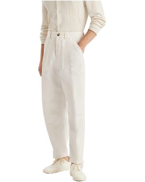 Brunello Cucinelli Buttoned Straight Leg Trousers - White
