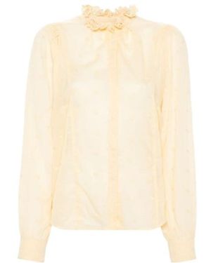 Isabel Marant Terzali Floral-Embroidered Blouse - Natural