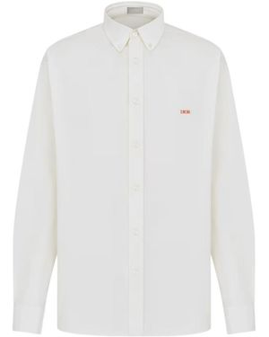 Dior Logo Embroidered Long-Sleeved Shirt - White