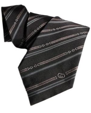Gucci Interlocking G Horsebit Belt Silk Tie - Black