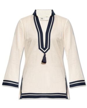 Tory Burch Tory V-Neck Tunic - Natural